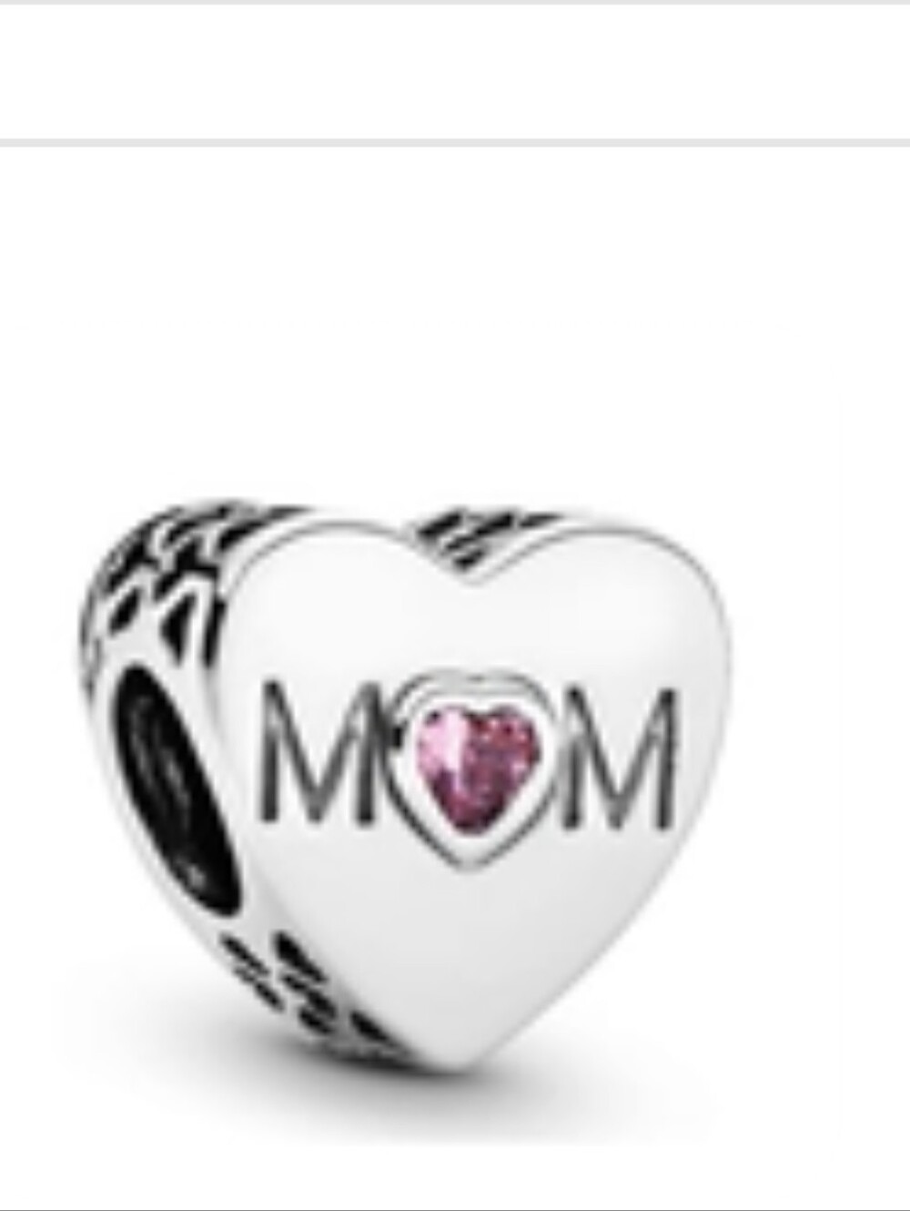 Pink Rhinestone Mom Heart Charm Bead